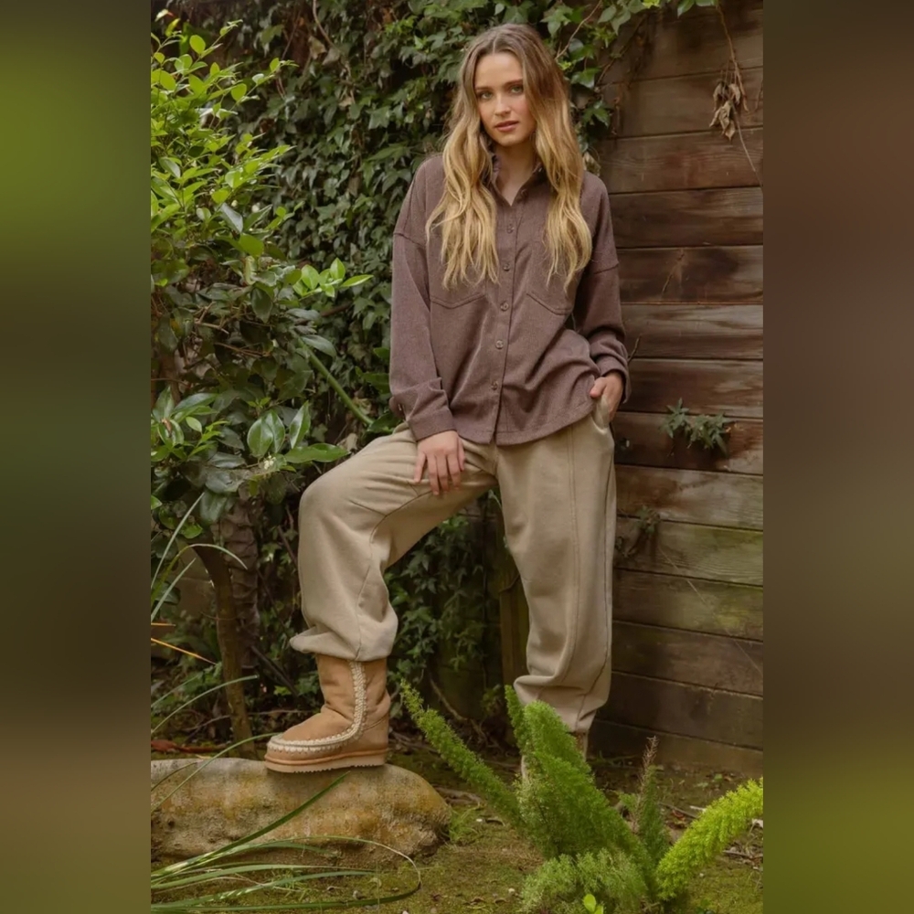 Oversized Pinstripe Collared Button Down Shacket